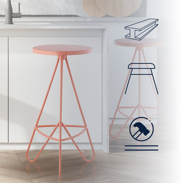 Trinity 30" Modern Industiral Iron Tripod Backless Bar Stool